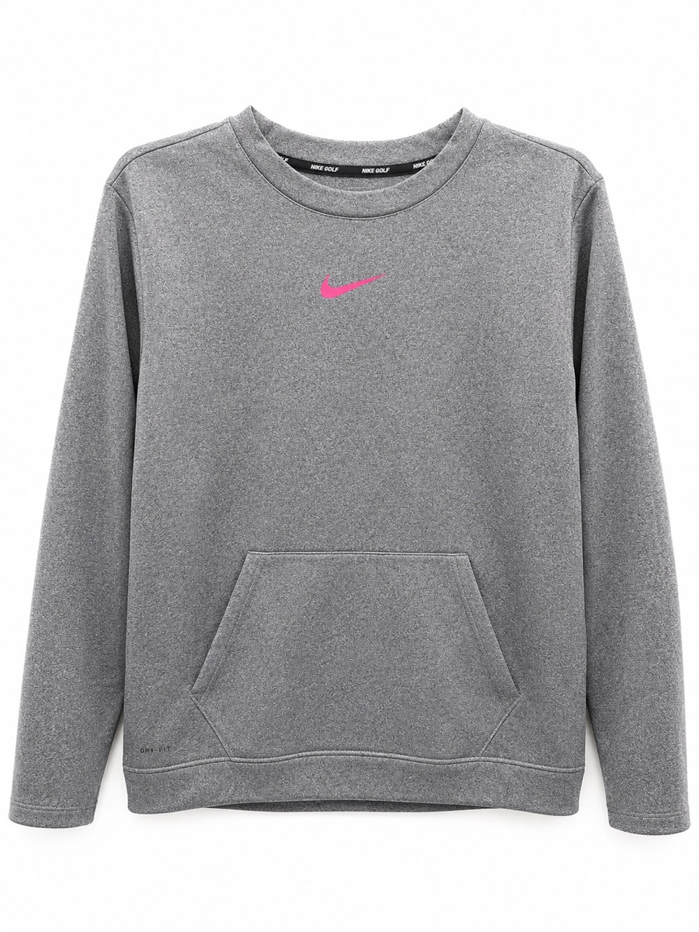 Nike Women's Gray Crew Sweatshirt with Pink Swoosh